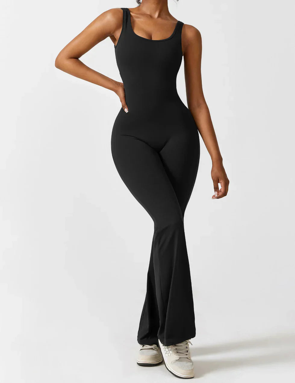 Cath | Sculpting Flare Jumpsuit with Open Back