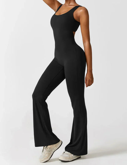 Cath | Sculpting Flare Jumpsuit with Open Back