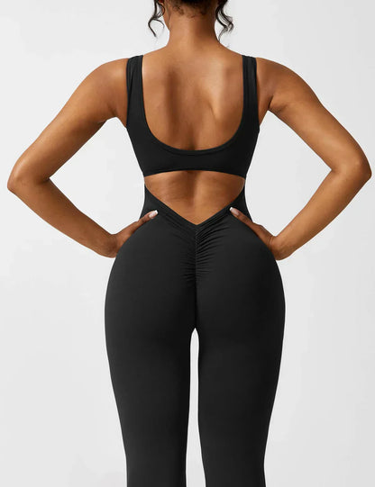 Cath | Sculpting Flare Jumpsuit with Open Back