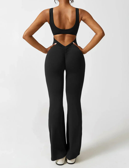 Cath | Sculpting Flare Jumpsuit with Open Back