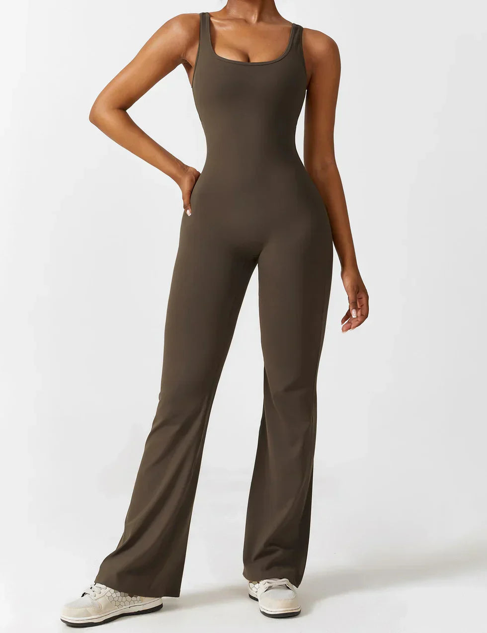 Cath | Sculpting Flare Jumpsuit with Open Back
