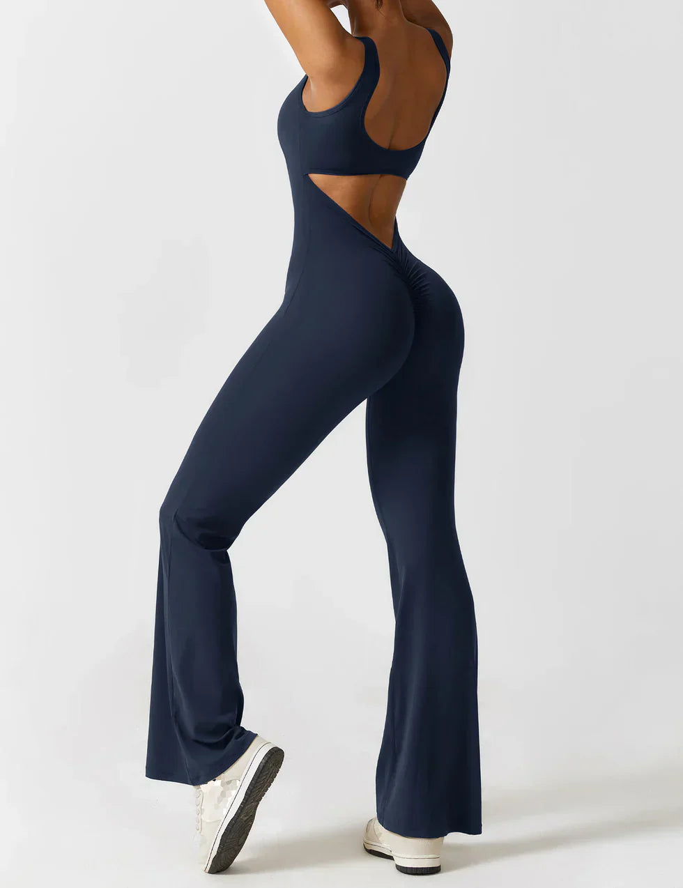 Cath | Sculpting Flare Jumpsuit with Open Back