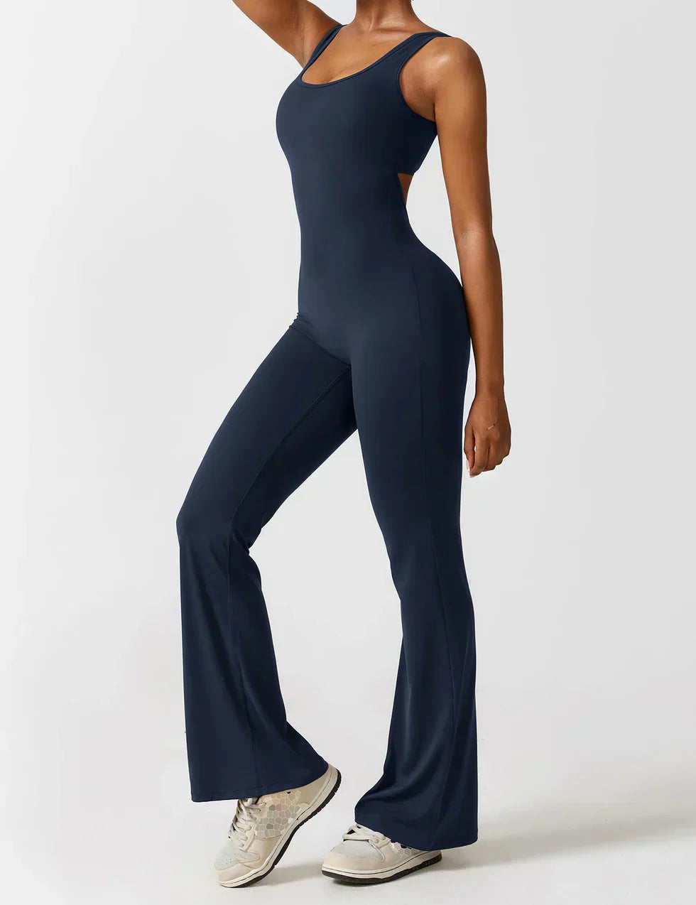 Cath | Sculpting Flare Jumpsuit with Open Back