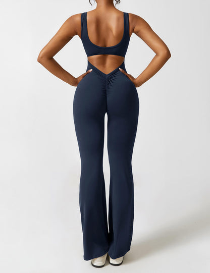 Cath | Sculpting Flare Jumpsuit with Open Back