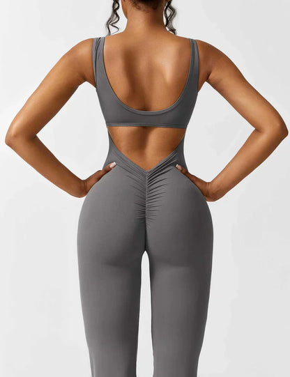 Cath | Sculpting Flare Jumpsuit with Open Back
