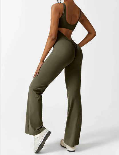 Cath | Sculpting Flare Jumpsuit with Open Back