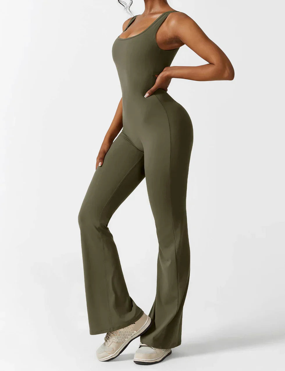 Cath | Sculpting Flare Jumpsuit with Open Back