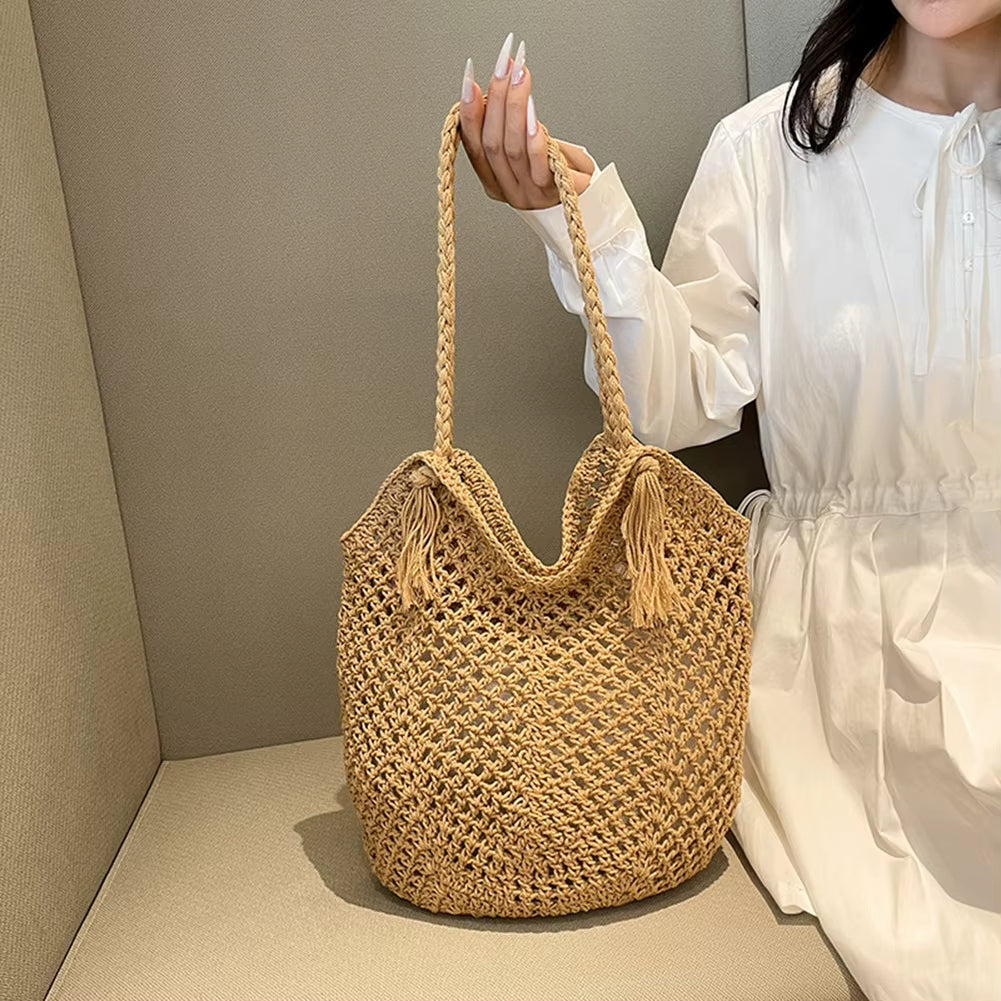 Summer Boho Women's Shoulder Bag With Braided Handles