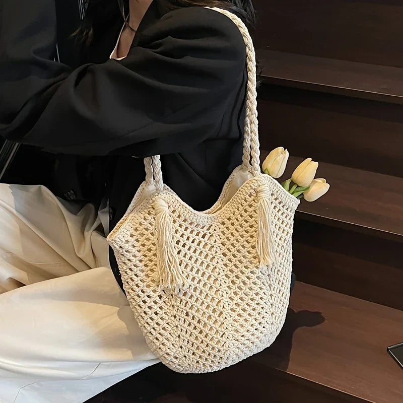 Summer Boho Women's Shoulder Bag With Braided Handles