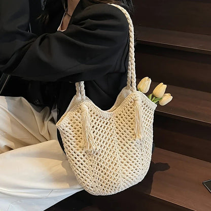 Summer Boho Women's Shoulder Bag With Braided Handles