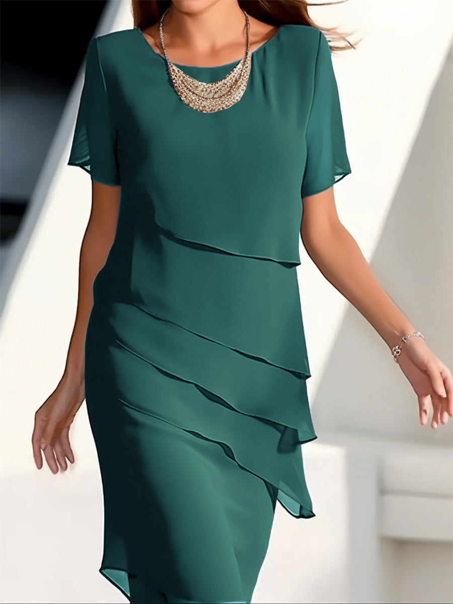 Quinnie | Elegant Layered Chiffon Dress Ladies