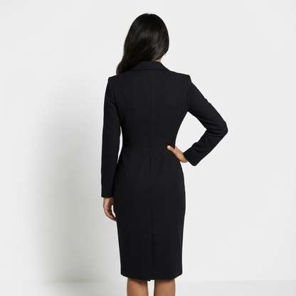 Elegant Women's Blazer Dress With Button Detail And Long Sleeves
