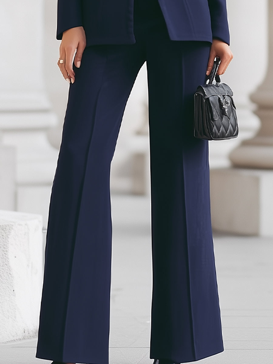 Stylish Women's Tailored Blazer Set With Wide Legs
