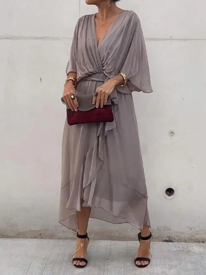 Chrissa | Summer Midi Dress with Elegant V-Neck
