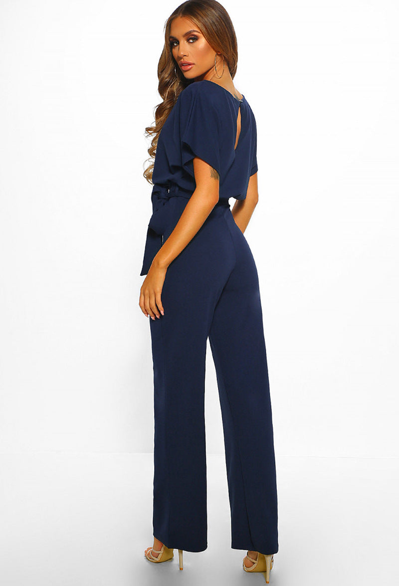 Comfortable Women's Wide Leg Jumpsuit With Waistband