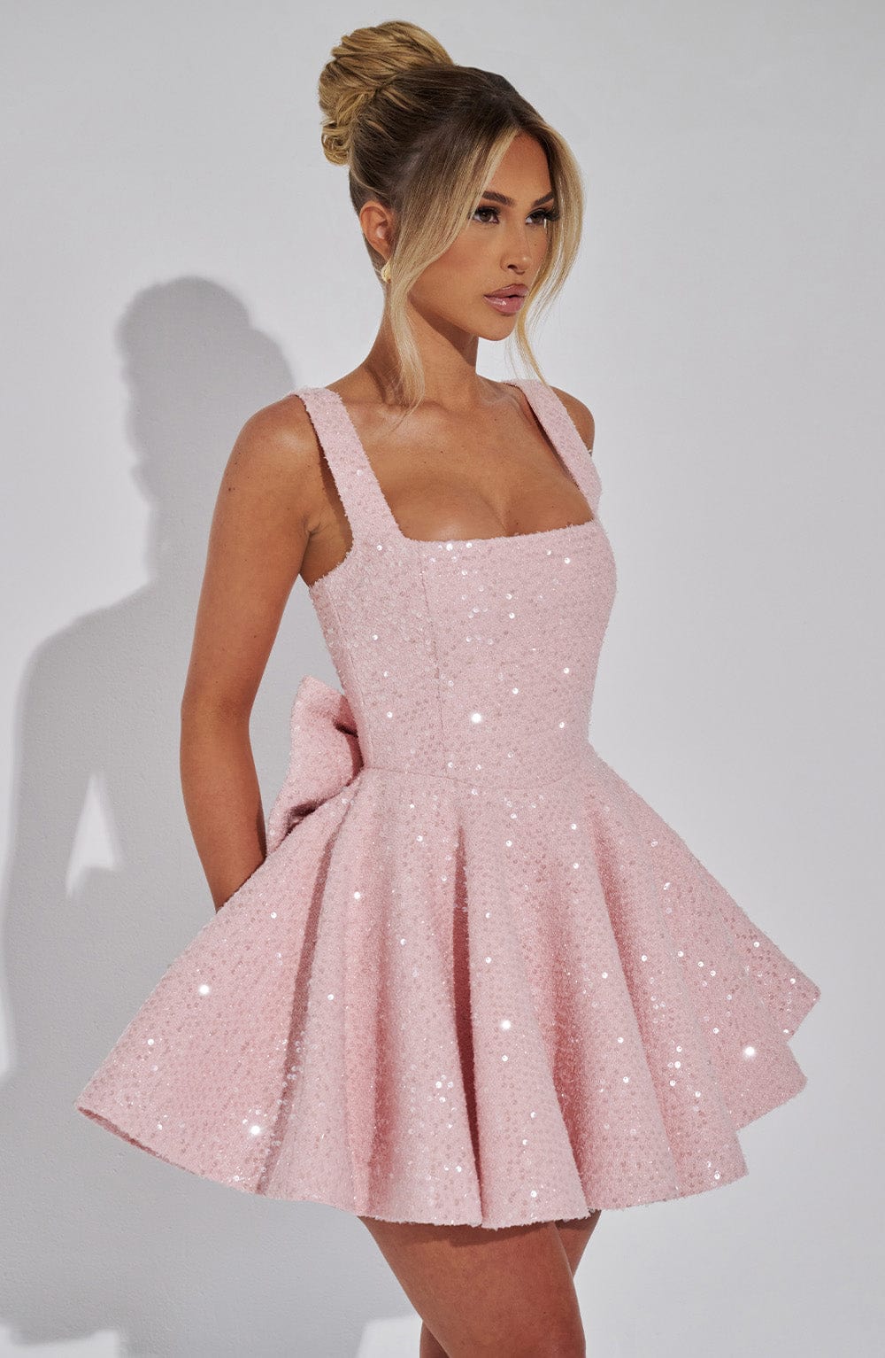 Party Dress With Sequins And Large Bow Mini Dress For Women