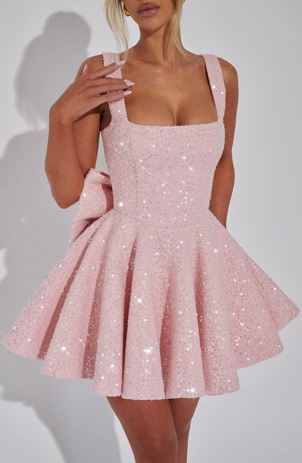 Party Dress With Sequins And Large Bow Mini Dress For Women