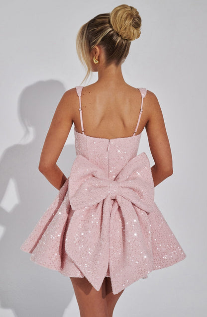 Party Dress With Sequins And Large Bow Mini Dress For Women