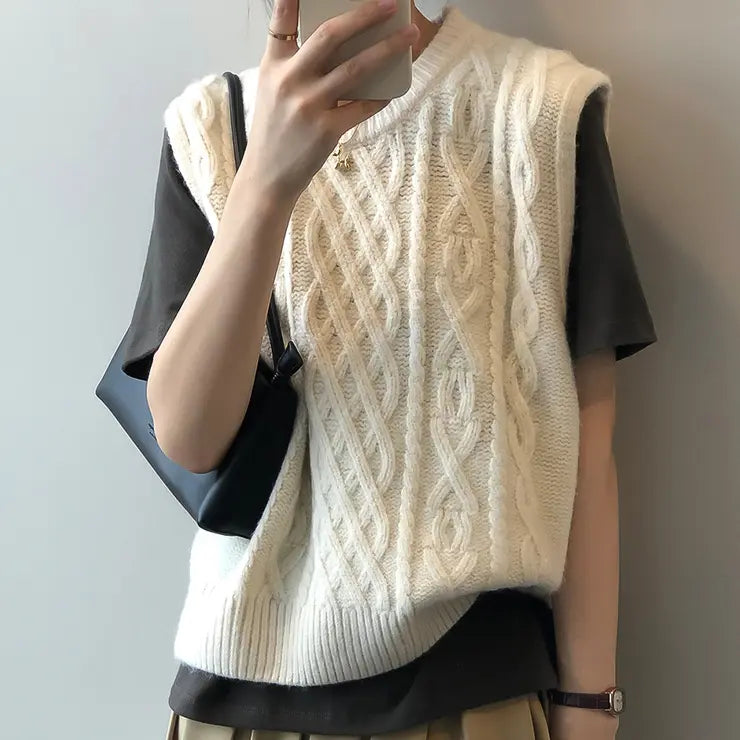 Trendy Comfortable Women's Knitted Vest with Loose Fit