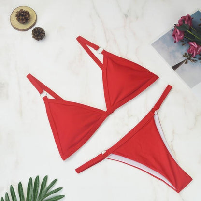 Marj| Minimalist Bikini with Ring Details and Triangle Top