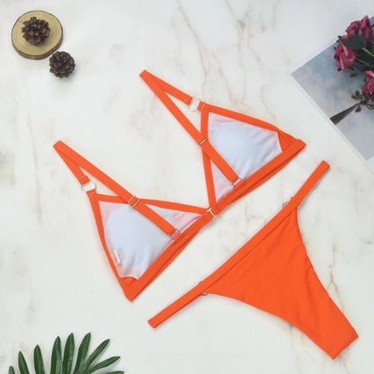 Marj| Minimalist Bikini with Ring Details and Triangle Top