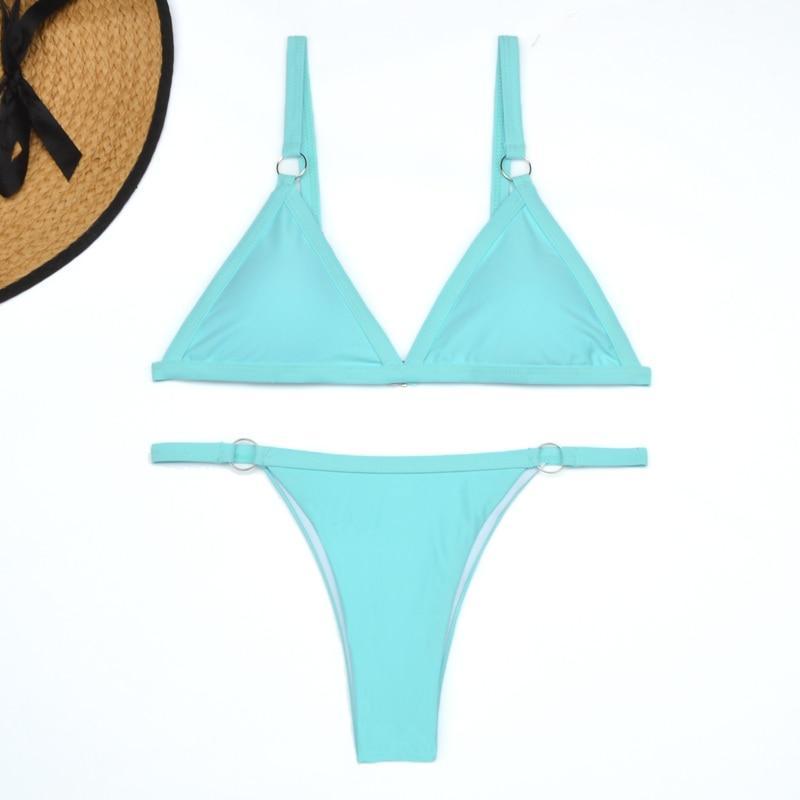 Marj| Minimalist Bikini with Ring Details and Triangle Top