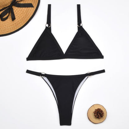 Marj| Minimalist Bikini with Ring Details and Triangle Top