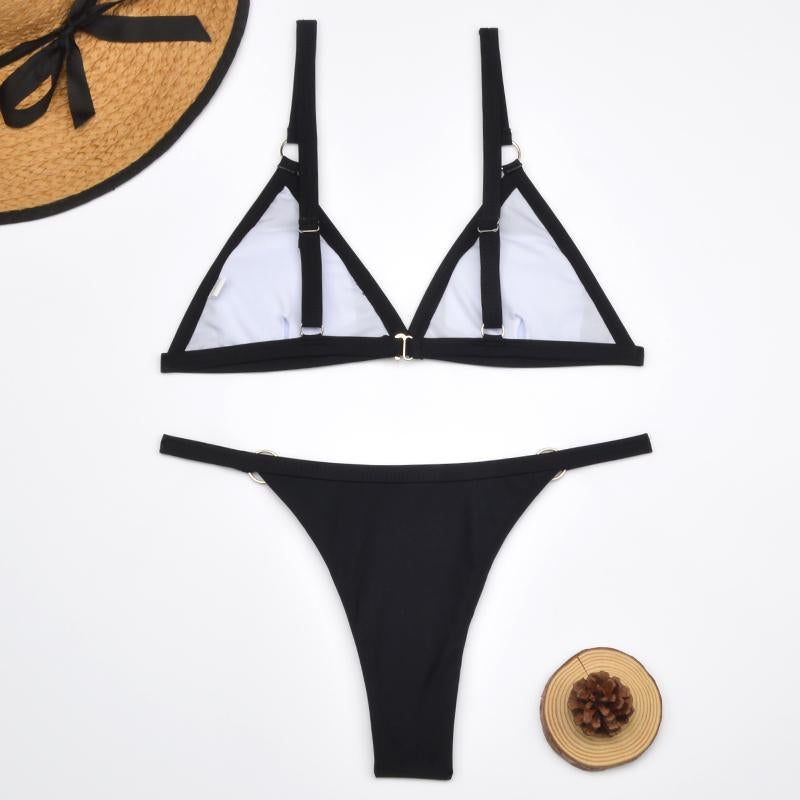 Marj| Minimalist Bikini with Ring Details and Triangle Top