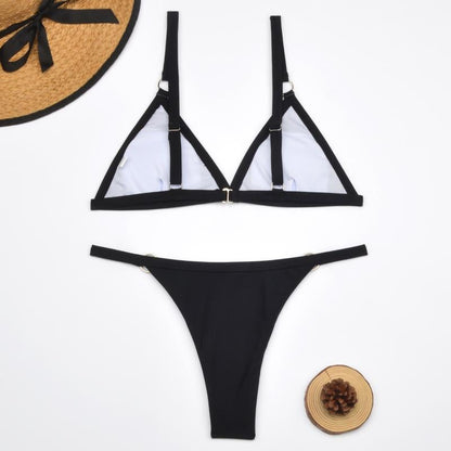 Marj| Minimalist Bikini with Ring Details and Triangle Top