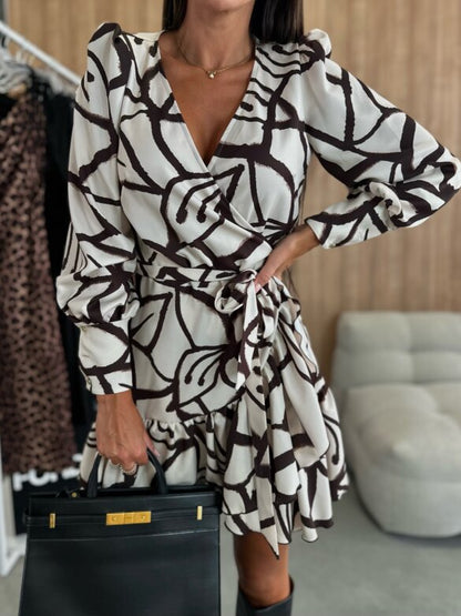 Party Mini Dress With Wrap Design And Long Sleeves