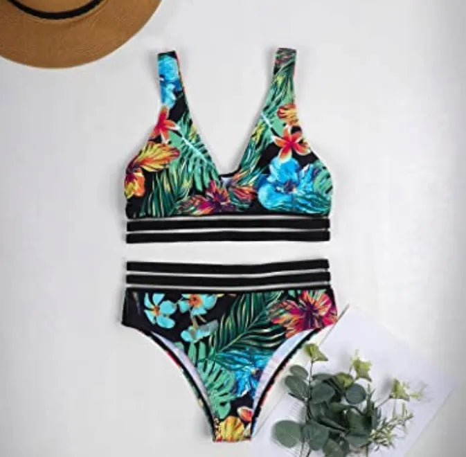 Calvia | Tropical Bikini with Mesh Detail