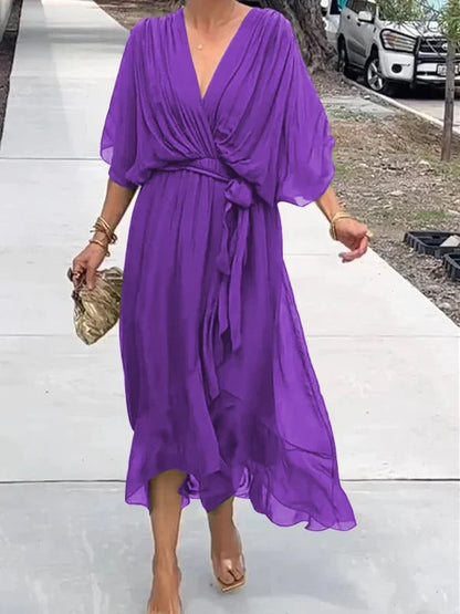 Chrissa | Summer Midi Dress with Elegant V-Neck
