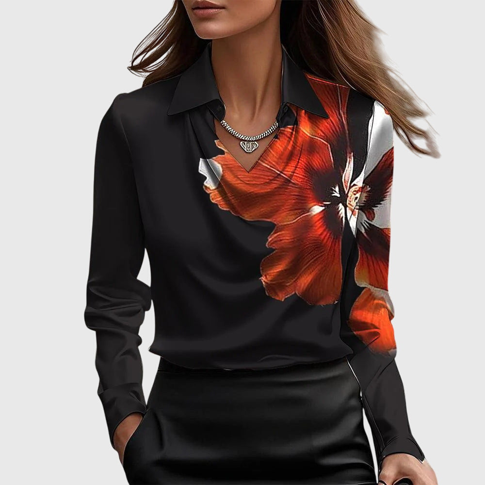 Chic Refined Women's Blouse with Long Sleeves