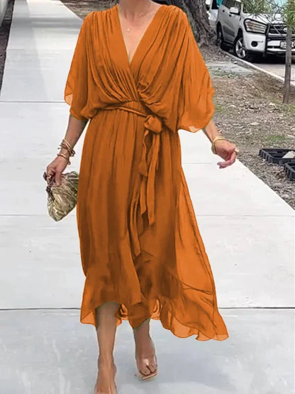 Chrissa | Summer Midi Dress with Elegant V-Neck