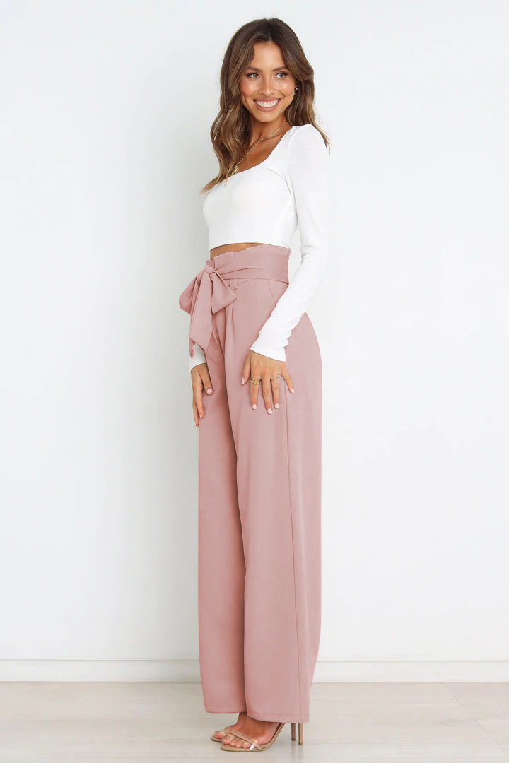Fenna | High Waist Paperbag Pants with Bow Detail