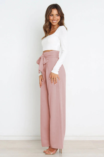 Fenna | High Waist Paperbag Pants with Bow Detail