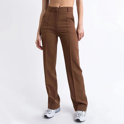 High Waist Women's Trousers with Straight Fit
