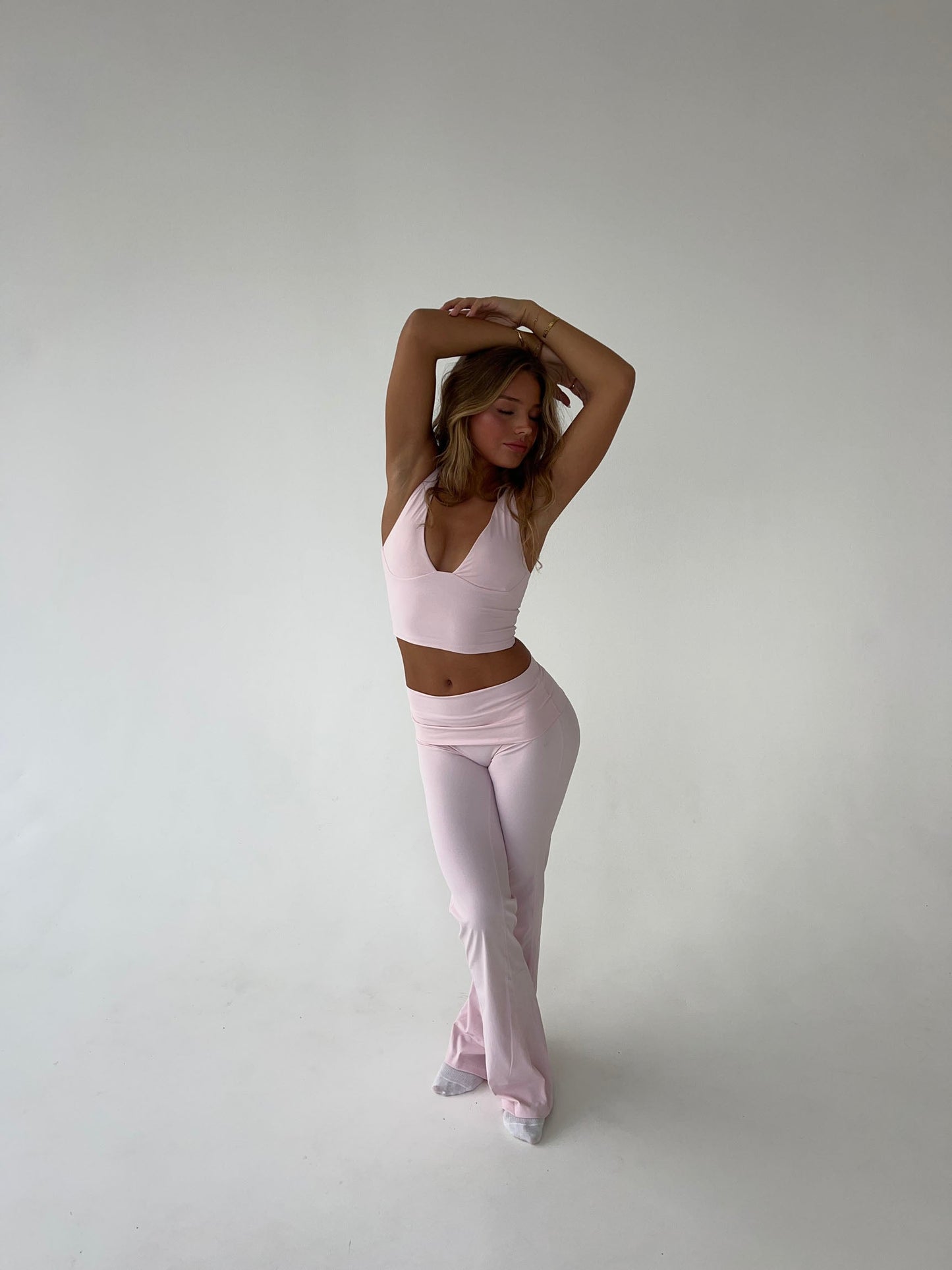 Kyleen | Pink Flared Leggings