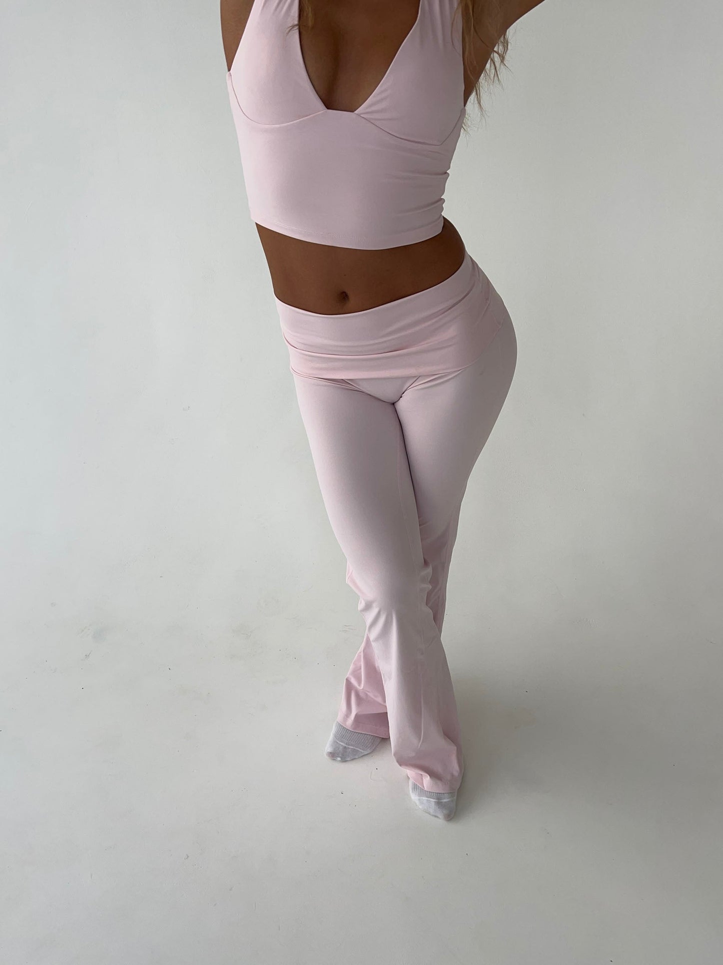 Kyleen | Pink Flared Leggings