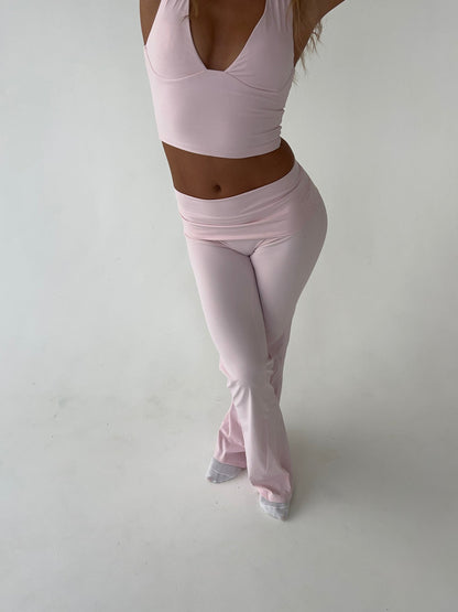 Kyleen | Pink Flared Leggings