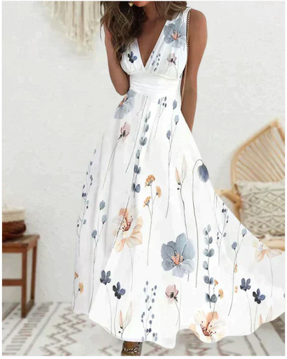 Beaudinne | Floral Print Maxi Dress for Women