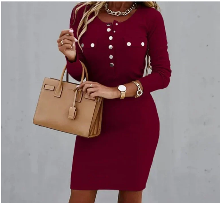 Fashea | Elegant Dress with Button Details
