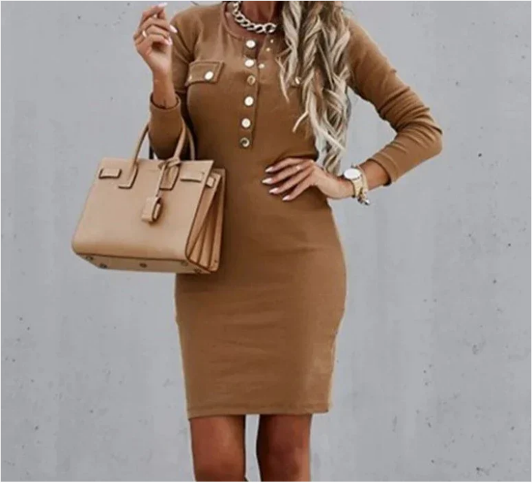 Fashea | Elegant Dress with Button Details