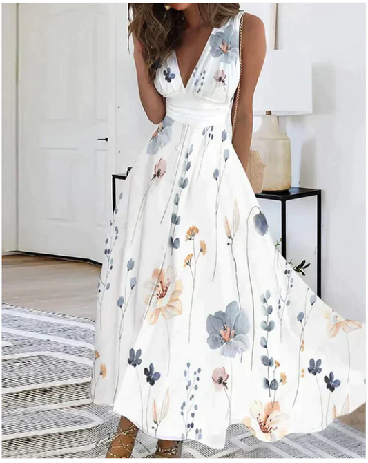 Beaudinne | Floral Print Maxi Dress for Women