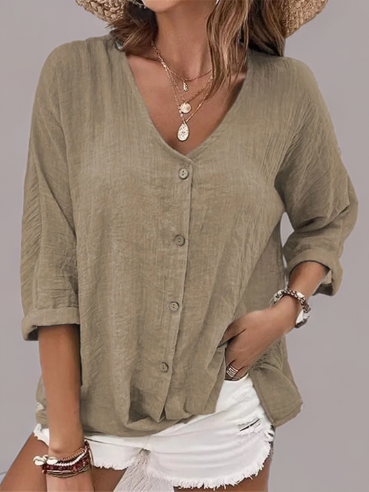 Marta | Linen Blouse with Button Closure