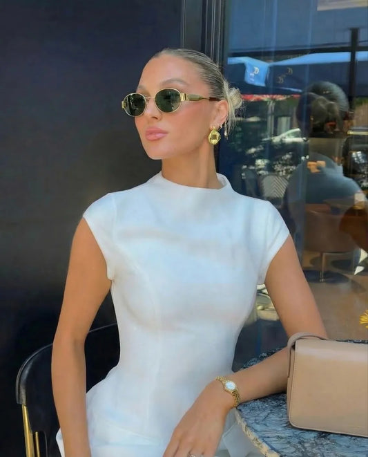 Retro Oval Sunglasses With Slim Design For Women
