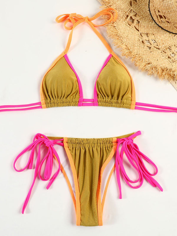 Parli| Triangle Bikini with Contrasting Tie Details