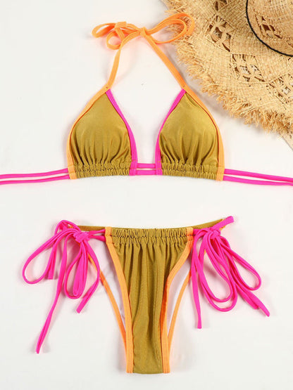 Parli| Triangle Bikini with Contrasting Tie Details