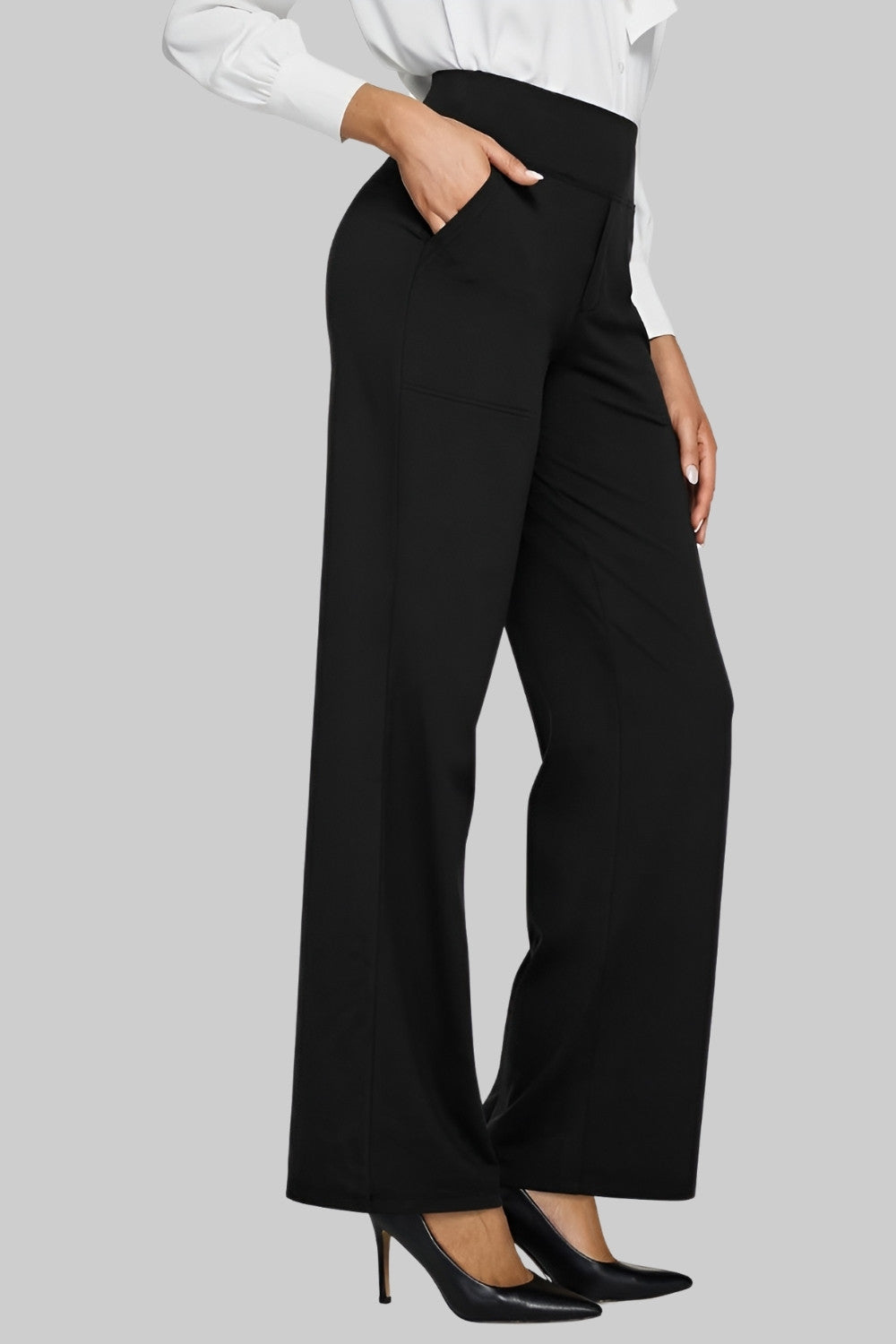 Comfortable Wide-Leg Women's Pants with High Waist and Pockets