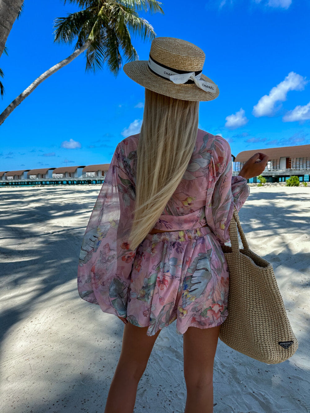 Floortje | Flowing Playsuit with Tropical Print and Kimono Sleeves